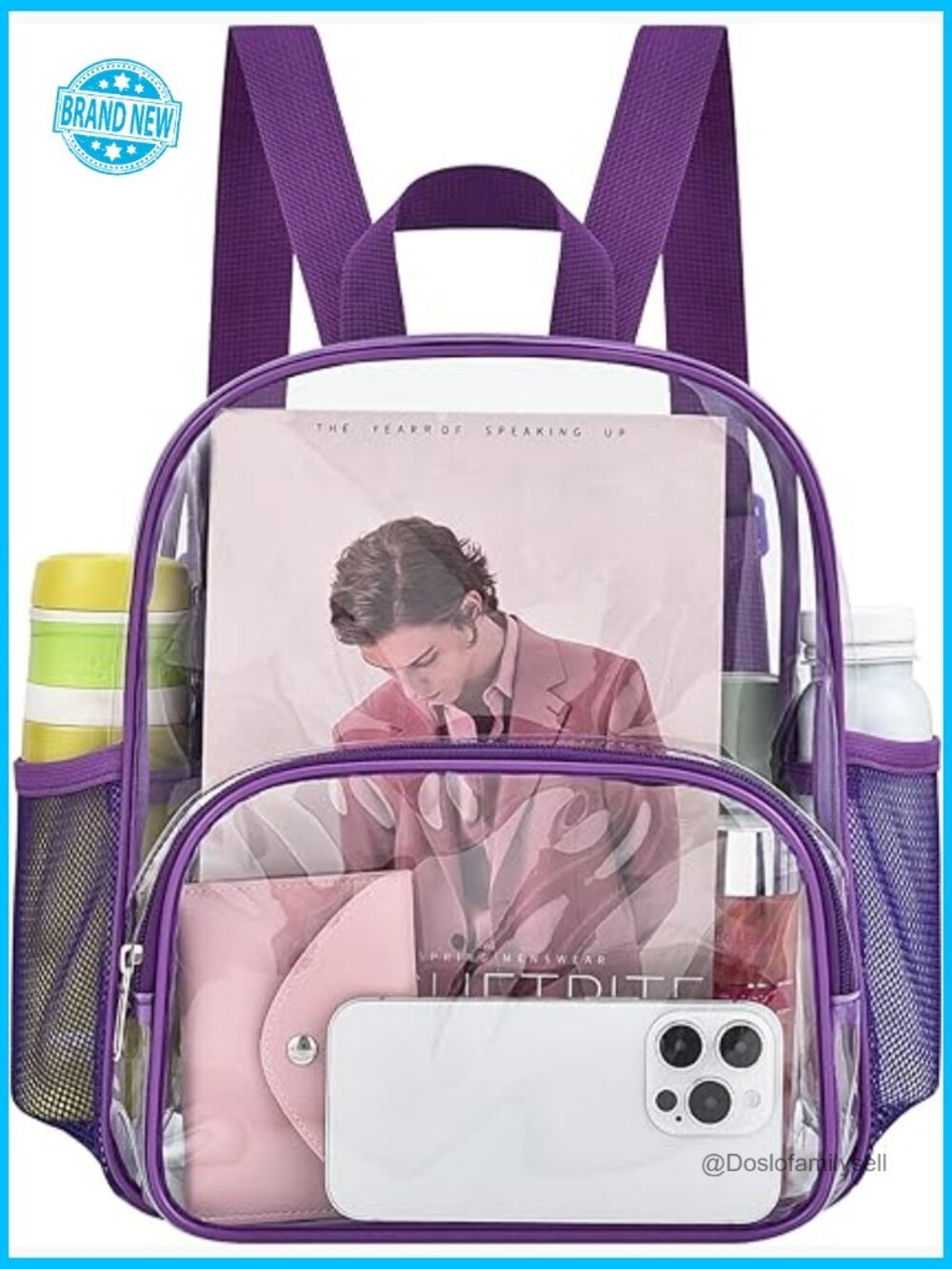 Clear Backpack for Stadium Events Waterproof PVC Travel Sport Concert Work